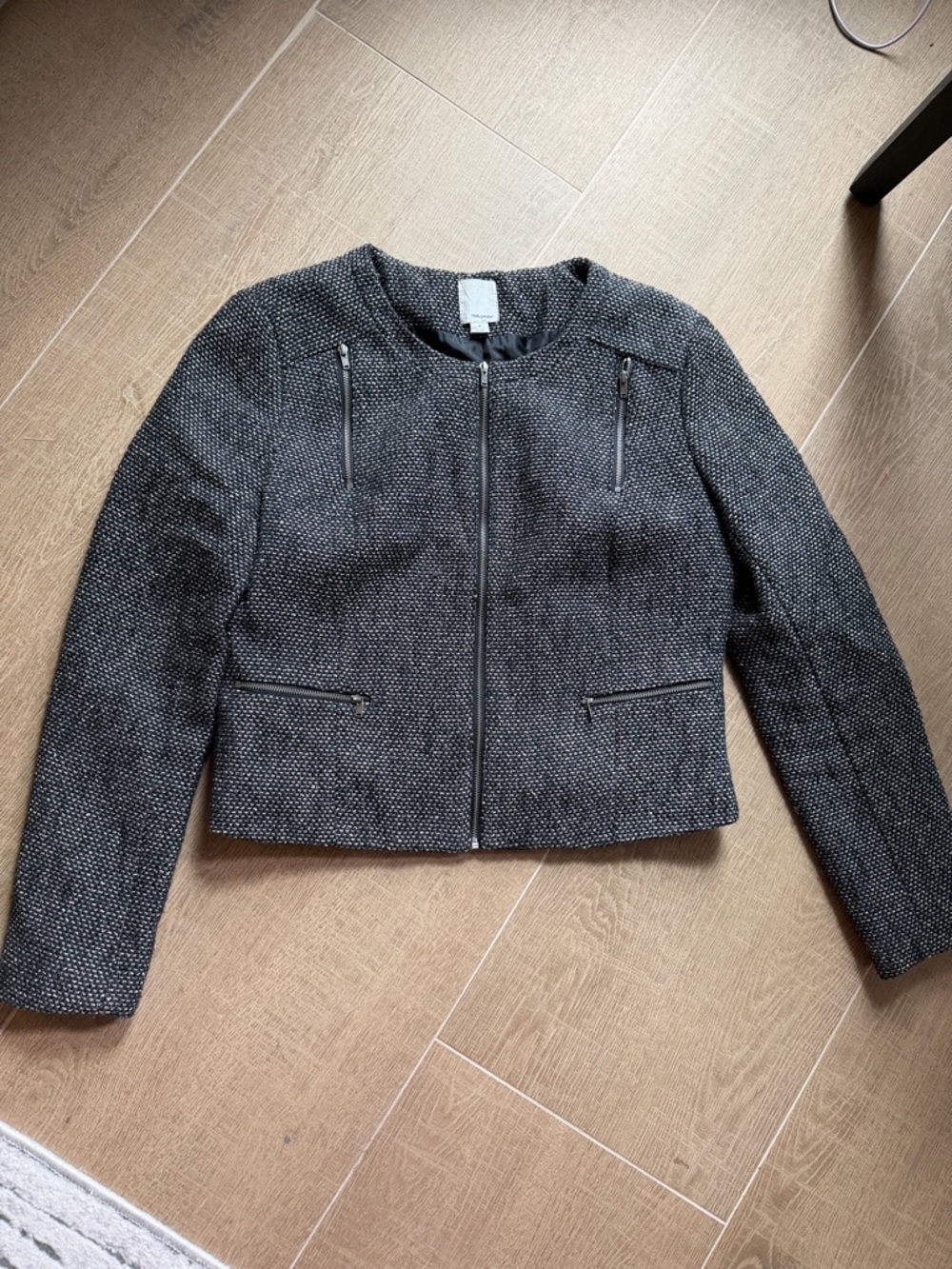 Women’s Textured Midnight Navy Cropped Zip Jacket